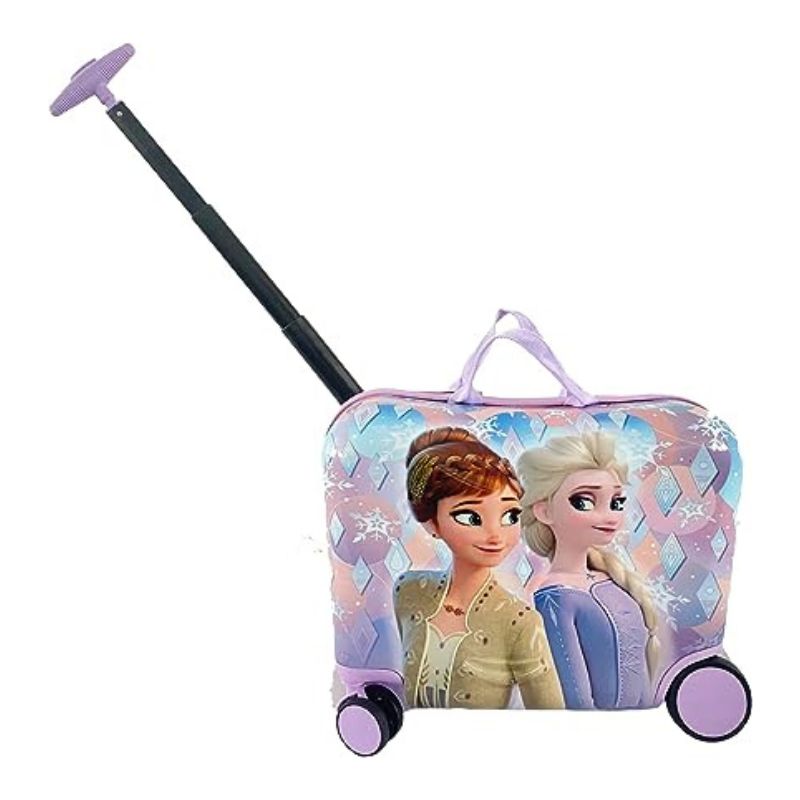 Disney Frozen Ride on Suitcase for Kids, 18'' Suitcase with Seat for Kids, Riding Suitcase for Kids, Cute Lightweight Kids Travel Suitcase Trolley