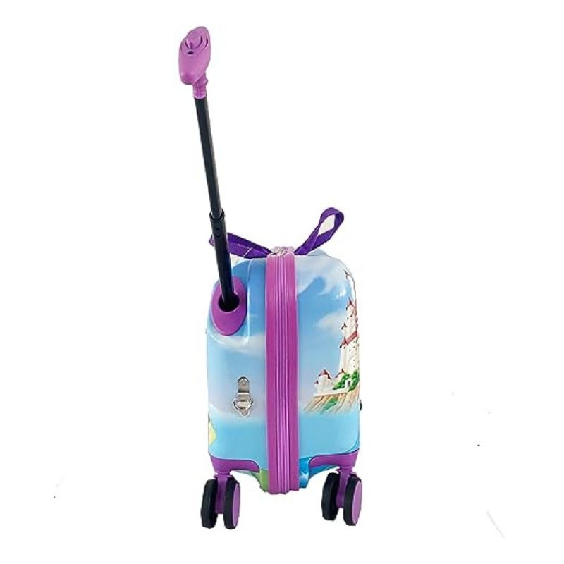 Disney Princess Ride on Suitcase for Kids, 18'' Suitcase with Seat for Kids, Cute Lightweight Kids Travel Suitcase Trolley