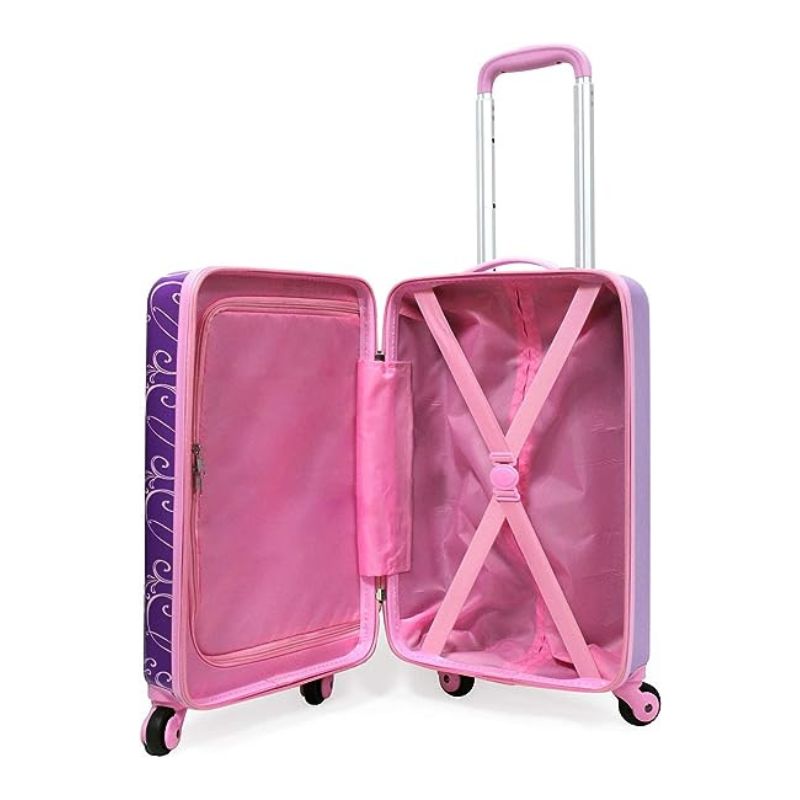 Disney Princess Luggage 20 Inches Hard-Sided Rolling Spinners Carry-On Tween Travel Trolley Suitcase for Kids - Pink
