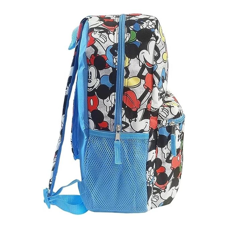 Fast Forward Mickey Mouse Gray All-Over Print Backpack for Kids 16 Inch Padded Shoulder Bag
