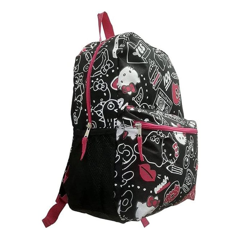 Fast Forward Hello Kitty Black All-Over Print Backpack for Kids 16 Inch Padded Shoulder Bag