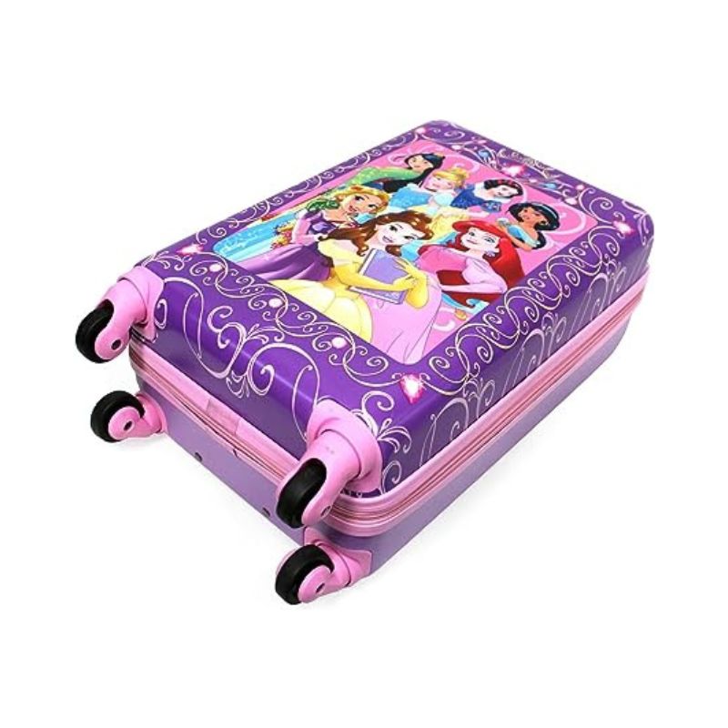 Disney Princess Luggage 20 Inches Hard-Sided Rolling Spinners Carry-On Tween Travel Trolley Suitcase for Kids - Pink