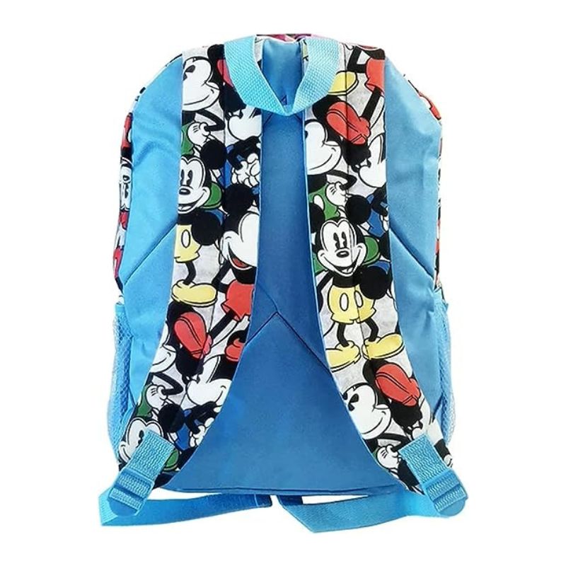 Fast Forward Mickey Mouse Gray All-Over Print Backpack for Kids 16 Inch Padded Shoulder Bag