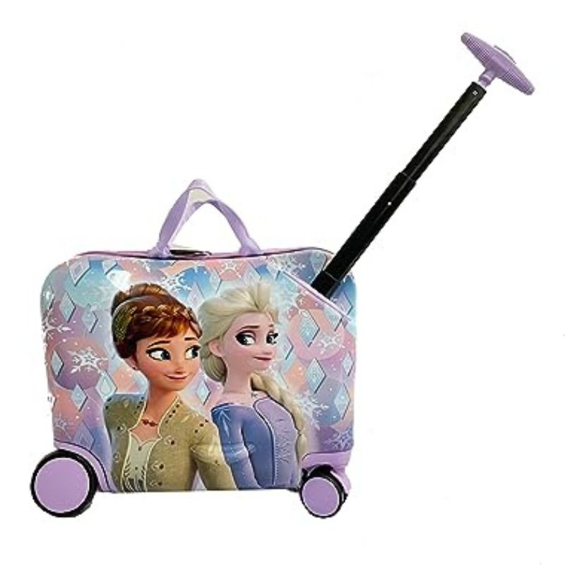 Disney Frozen Ride on Suitcase for Kids, 18'' Suitcase with Seat for Kids, Riding Suitcase for Kids, Cute Lightweight Kids Travel Suitcase Trolley