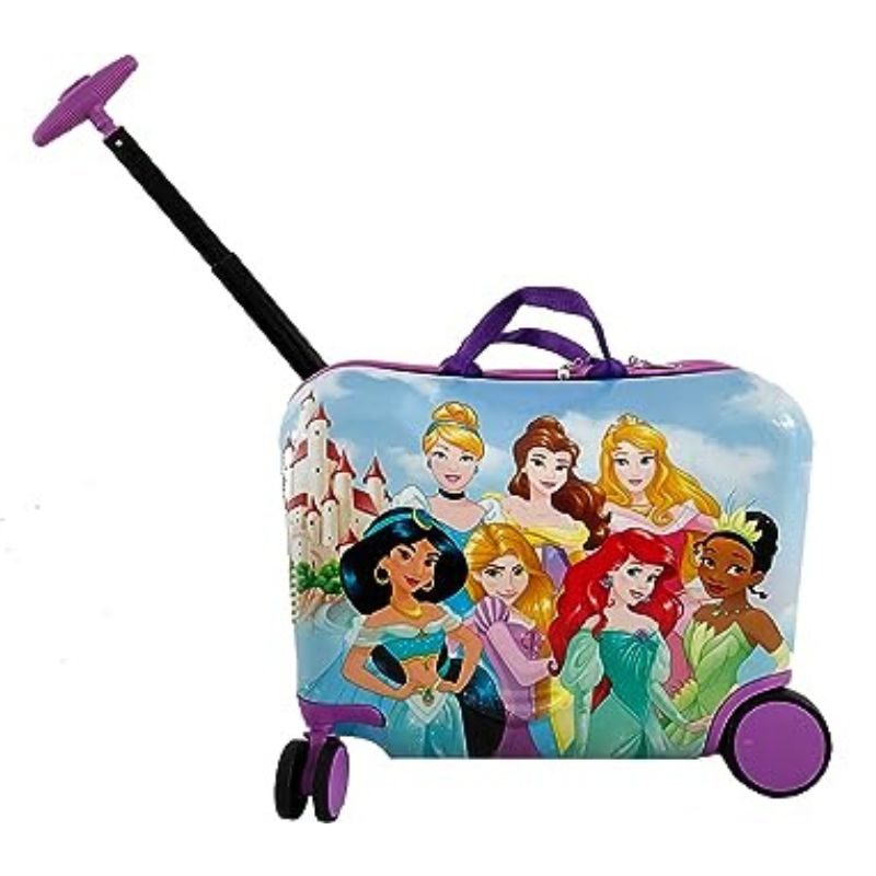 Disney Princess Ride on Suitcase for Kids, 18'' Suitcase with Seat for Kids, Cute Lightweight Kids Travel Suitcase Trolley