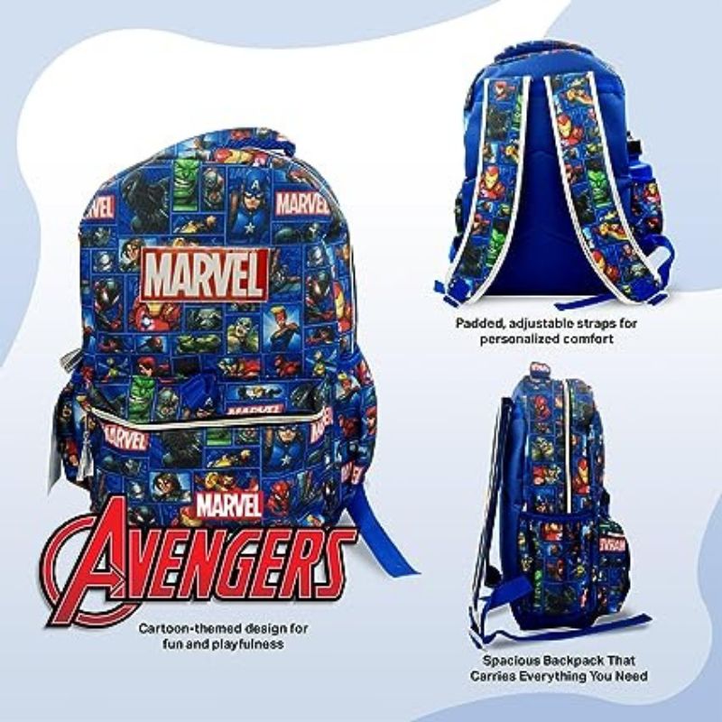 Marvel Backpack for Boys 4-8 Years, 6 Piece Set, Kids Backpack with Lunch Box, Ideal for Back to School & Elementary Age