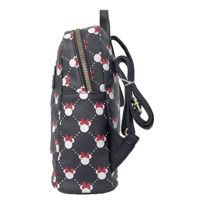 Fast Forward Minniee Mouse All Over Print Backpack for Kids - 10" Black Shoulder Backpack
