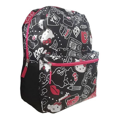 Fast Forward Hello Kitty Black All-Over Print Backpack for Kids 16 Inch Padded Shoulder Bag
