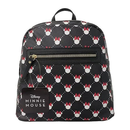 Fast Forward Minniee Mouse All Over Print Backpack for Kids - 10" Black Shoulder Backpack