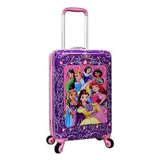 Disney Princess Luggage 20 Inches Hard-Sided Rolling Spinners Carry-On Tween Travel Trolley Suitcase for Kids - Pink