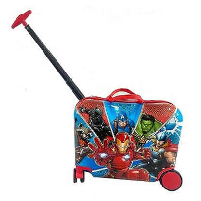 Fast Forward Marvel Heroes Ride on Suitcase for Kids, 18'' Suitcase with Seat for Kids, Cute Lightweight Kids Travel Suitcase Trolley