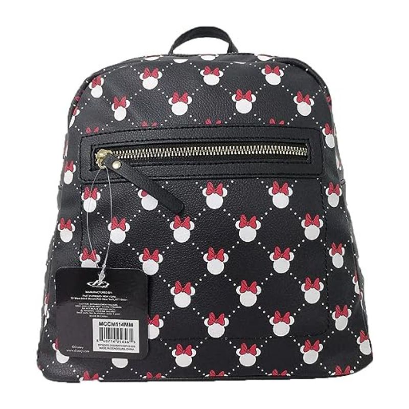 Fast Forward Minniee Mouse All Over Print Backpack for Kids - 10" Black Shoulder Backpack