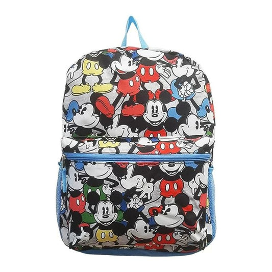 Fast Forward Mickey Mouse Gray All-Over Print Backpack for Kids 16 Inch Padded Shoulder Bag