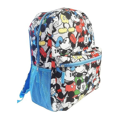 Fast Forward Mickey Mouse Gray All-Over Print Backpack for Kids 16 Inch Padded Shoulder Bag