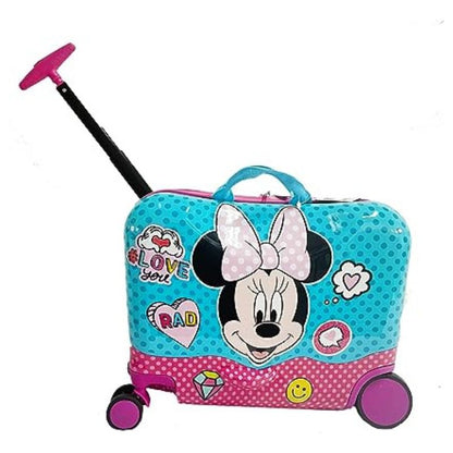 Disney Minnie Mouse Ride on Suitcase for Kids, 18'' Suitcase with Seat for Kids, Cute Lightweight Kids Travel Suitcase Trolley