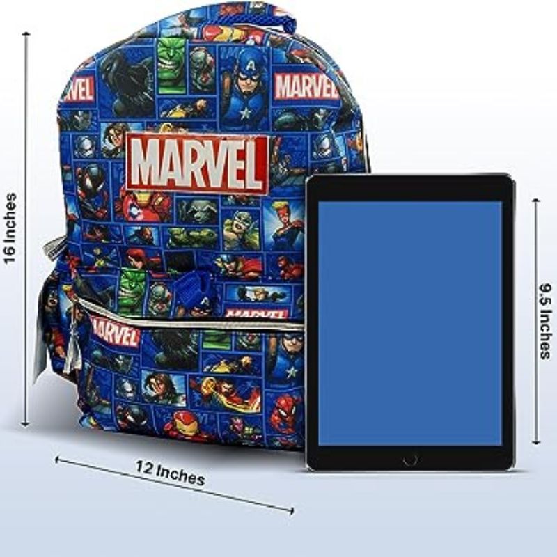 Marvel Backpack for Boys 4-8 Years, 6 Piece Set, Kids Backpack with Lunch Box, Ideal for Back to School & Elementary Age