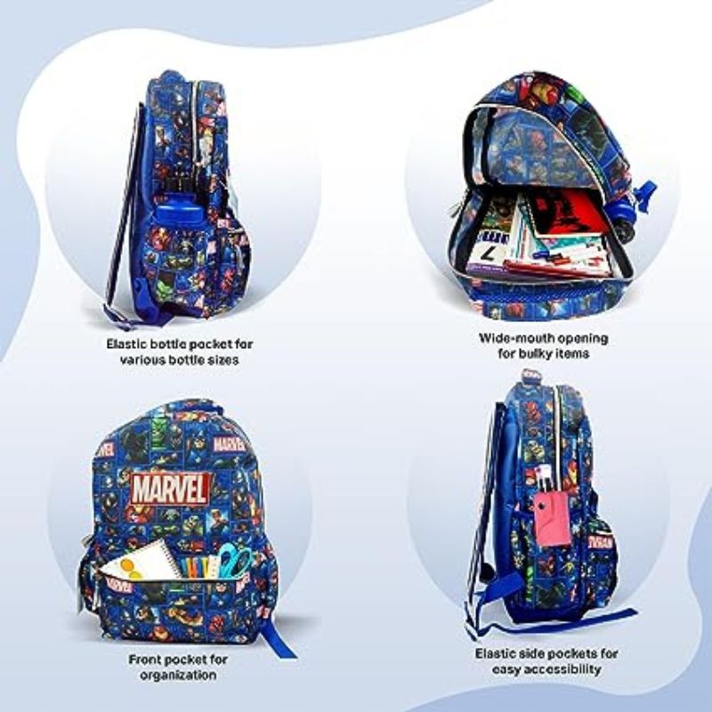Marvel Backpack for Boys 4-8 Years, 6 Piece Set, Kids Backpack with Lunch Box, Ideal for Back to School & Elementary Age