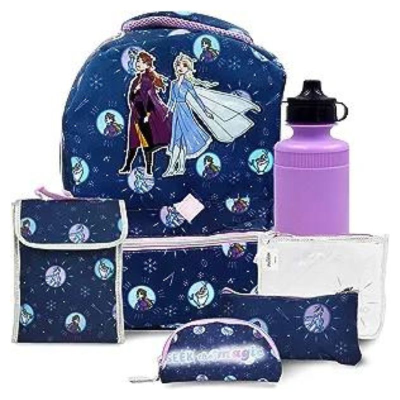 Disney Frozen Backpack for Girls - 6 Piece Set, Frozen Bookbag with Lunch Box, Perfect for Back to School & Elementary Age Girls